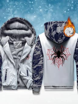 Spiders On The Spider Web Printing Men's Jacket Casual Fashion Sweatshirt Zipper Thick Clothing Winter Soft Warm Hoodies