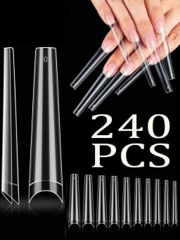ARTAUG 240PCS Short Press On Nails Square White Gel Lucency Fake Nails Full Cover Fake Nail Set Press On Summer Cheap Nails