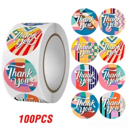 100-500Pcs Thank You Stickers 2.5cm Baking cake Packaging Envelope Sealing labels Small Business Decoration Wedding Stickers