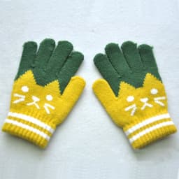 Cute 6-11Y Children Thickened Warm Gloves For Students Winter New Cat Knitted Mittens Outdoor Knitting Cycling Skiing Gloves