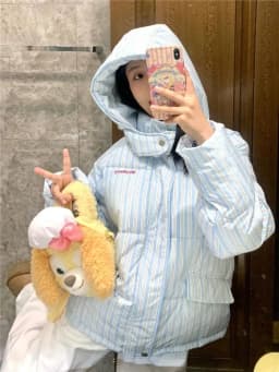 2025 Winter New Hooded Jacket Korean Loose Warm Thick Cotton Coat Women Printing Overcoat Quilted Coat Women Long Parkas Outwear