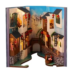 DIY Book Nook Shelf Insert Kits Miniature Dollhouse with Furniture Room Box Cherry Blossoms Bookends Japanese Store Toys Gifts