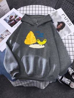 Cartoon Friendly Mac And Cheese Womens Clothes Loose Fashion Hoody Simplicity Casual Sweatshirt Female Fleece Autumn Hoodies