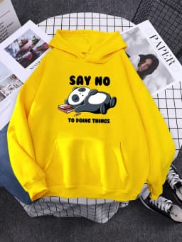 Hoody Sleeping Panda Says No Printing New Womens Hoodie Oversized Warm Female Hoodies Streetwear Fashion Sweatshirts For Women