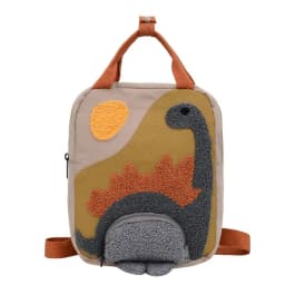 Long Neck Small Dinosaur Kindergarten Children Backpack Cartoon Hook Hair Embroidered Cute Backpack Canvas