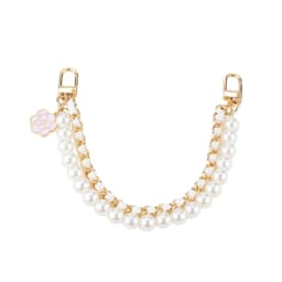 Pearl Bag Extender Chain Wallet Double Chain, Metal Purse Extender Strap PU Leather Handle Replacement for Handbags Purse
