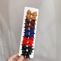 10Pcs/Set Solid Color Kids Bows Hair Clips for Baby Girls Handmade Ribbon Bowknot Hairpin MiNi Barrettes Hair Accessories