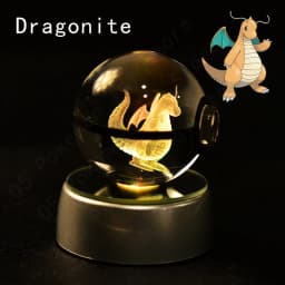 Pokemon 3D Crystal Ball Pikachu Gengar Mew Mewtwo Figurines Lamp Base Pokeball 3D Pokemon Glass Ball Statue Birthday Gift