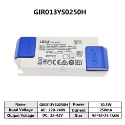LiFud LED Driver 8W-60W High PF Transformer LF-GIRxxxYM YS Series 350mA 800mA 900mA 1000mA 1300mA 1400mA 1500mA