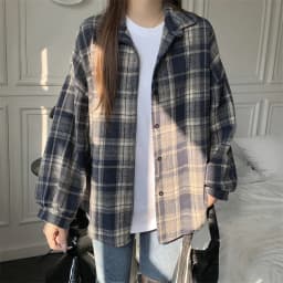 Shirt Women Plaid Flannel Shacket Slouchy Oversized Button Down Long Sleeve Check Shirt Jacket Fall Winter Christmas Outfit