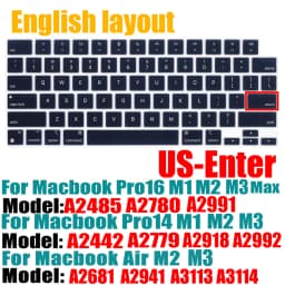 Compatible Keyboard Cover for 2022 MacBook Air 13.6 M2 A2681/2021 2023 MacBook Pro14 16 M1 A2442 A2485 A2779 A2780 with Touch ID