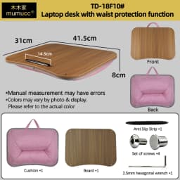 Mumucc's Laptop Desk With Lumbar Support & Accessories, Including A Detachable Tabletop, A Cushion Filled With Foam Particles