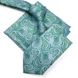 Mens Tie Pocket Square Set Blue Green Classic Business Acceossories Necktie Handkerchief 147cm Paisley Stripes Dots Elegant