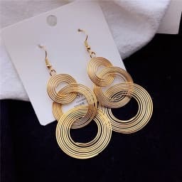 Exaggerate Round Statement Drop Earrings for Women European Party Big Jewelry Vintage Silver Color Metal Circle Long Earrings
