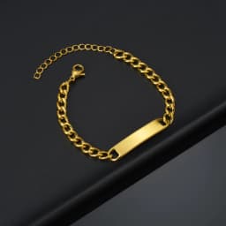 Akizoom Punk Engrave Name Custom Bracelets Gold Color Stainless Steel Thick Hand Chain Customized Couple Men Women Jewelry Gift