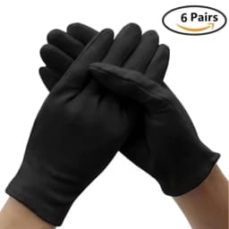 6-12Pairs Black Cotton Gloves Soft Moisturizing Overnight Eczema Cloth Gloves Stretch Washable Jewelry Inspection Working Gloves