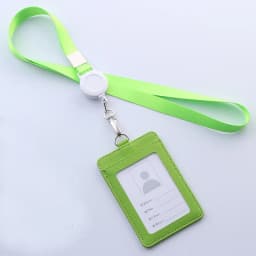 Retractable Lanyards ID Badge Holder Leather Bank Bus Pass Card Case Cover Men Women's Bank Credit Card Holder Strap Cardholder