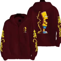 Cartoon Anime The Simpsons Men's Bart Simpson Zipper Hoodie Outdoor New Women's Sportswear Spring and Autumn Fashion Couple Coat