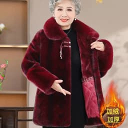 Winter Warm Plush Fur Coat Middle-aged Elderly People Imitation Mink Fur Oterwear Grandmother Thicken Cotton Parkas Jacket 8XL