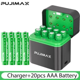 PUJIMAX 1.5V AAA 1100mWh Rechargeable Lithium-ion Battery With Smart Battery Charger SET Batteries Individually Available