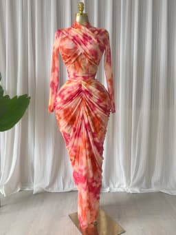GLCMYAYA Tie Dye Printed Women Set Wrap Crop Top + Ruched Maxi Skirt 2026 Summer Beach Vacation Birthday Two Piece Set Outfits