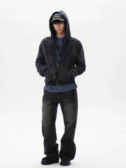 Cardigans Spring and Autumn American Hot Diamond Cardigan Pull-up Gum Hoodie Men's Fashion Brand High-end Feeling Ruan Shua...