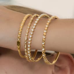 Uworld Delicate Crystal Bangle For Women Minimalist 18K Gold Plated Stainless Steel Bangle Party Wedding Fashion Jewelry Gift