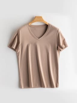 SuyaDream Women Solid T Shirts, Silk Cotton Blend, O Neck, Short Sleeved Solid Tee, 2025 Summer Candy Colors Basic Cozy Top Gree