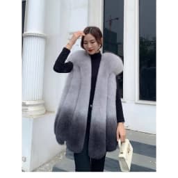 Fox fur vest women's medium and long 2024 new fashion fur vest thick coat real fur for winter