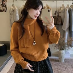 Korean Solid Color Warm Women's Sweater with Scarf Autumn Winter Soft Comfort Pullover Female Lazy Style Round Neck Knitwear