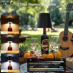 AITHEA Wireless Wine Bottle Cork Lamp Touch Control Dimmable LED Desk Light USB C Charging for Home Bar Decor