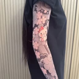 A Pair Hello Kitty Ultra-Thin Seamless Ice Sleeve Tattoo Design SunscreenUV ProtectionCuff Unisex Material Resistant Accessories