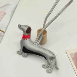 Elegant Dachshund Leather Bag Charm with Red Bow Tie-Cute Long Body-Pet Lover Gift-Long-Body Design 6 Colors-PU Leather