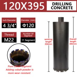 LAANCI Diamond Core Drill Bit Reinforced Concrete Drill Bit Diameter Range 25-200mm Total Length 400mm For Drilling On Concrete