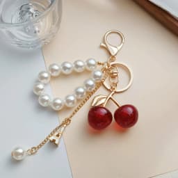 Exquisite High-End Simulated Cherry Pearl Beads Key Chain Bag Pendant Accessory for Mother's Day Holiday Gift
