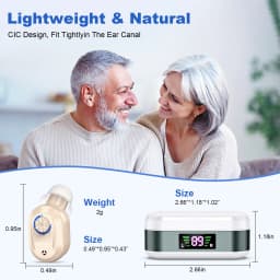 CIC Rechargeable Digital Display Hearing Aid Hearing Loss Elderly Adjustable Sound Amplifier Portable Charging Case