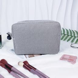Personalized Striped Makeup Bag Custom Name Embroidery Cosmetic Pouch Travel Toiletry Organizer Gift for Women Girls Bridesmaid