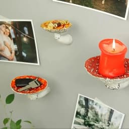 Floating Wall Shelf Mushroom Shape, Resin Hanging Shelf Handmade Display Rack Wall Mounted, Storage Organizer with Smooth Edge Lightweight Sturdy Mounting Hardware, for Bedroom Living Room Bathroom Entryway Hallway Plant Succulent Pot Modern Home Style