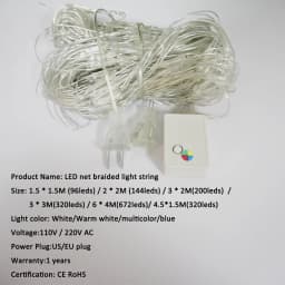 LED Net Mesh Light 110V 220V Curtain String Lights Fairy Lamp Christmas Wedding Party Holiday Outdoor Decor Lighting 3x2M 6x4M