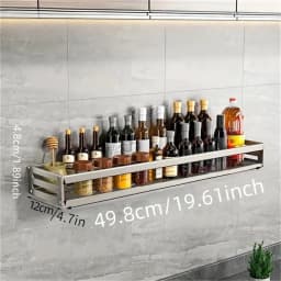 Aluminum Wall-Mounted Spice Rack Multifunctional Item Shelf Kitchen Tools Hooks Kitchen Condiment Storage Rack