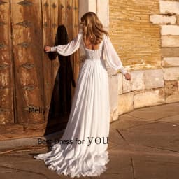 Exquisite Ivory Wedding Dresses Side Slit Bridal Gowns Court Train Full Sleeve New Vestido De Novia Soft Tulle Robe De Summer