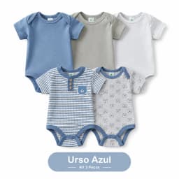 Kit 5 Bodysuits Baby Boy Short Sleeve 60% Cotton 40% Polyester 3m 6m 9m Infant Clothing