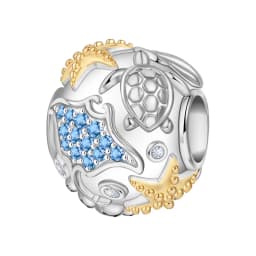 Blue Charm 925 Sterling Silver Ocean Pearls Betta Fish Pendant Birthday Party Gift for Women Bracelet Necklace DIY Beads Jewelry