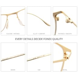 FONEX Alloy Glasses Frame Men Full-Rim Frames High-end Quality Square Eyeglasses Ultralight-Weight Korean Japanese Eyewear 8105