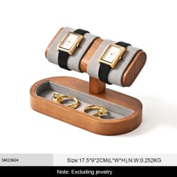 WoodTen Solid Wood Watch Display Stand with Drawers Double Layered Watch Necklace Bracelet Organizer Rack Jewelry Bracelet Stand
