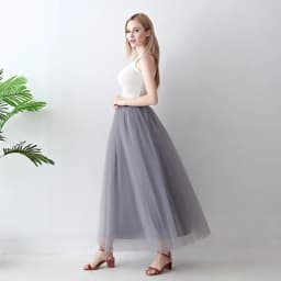 Women High Waist Long Solid Color Tulle Tutu Skirt, 4 Layers Mesh + 1 Layer Lining, Suitable for Cosplay, Stage Performance