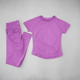 DF LOGO Ladies Seamless 2Pcs Yoga Set Short Sleeve Slim Top High Waist Leggings Quick Dry Breathable Gym Running Fitness Outfit
