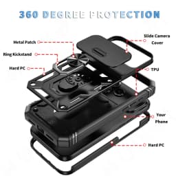 360 Degree Rotate Military Armor Protection Phone Case For iPhone 18 17 13 15 14 16 11 12 Pro Max Plus Air Camera Slide Cover