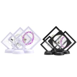 3D Floating Frame Gemstone Coin Box Clear Jewelry Bracelet Display Stand Ring Pendant Holder Protect Jewellery Presentation Case