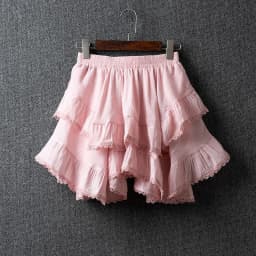 Summer Irregular Lace Round Cotton Linen Mini Skirt, High Waist Short Skirts For Women 2025